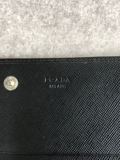 PRADA Triangle Logo Folded Wallet Black Vintage dwgxzb