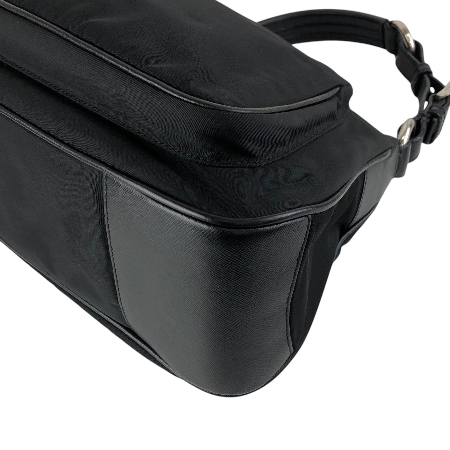 PRADA Tessuto Triangle Logo Shoulder bag Hobobag Black Vintage uxyr4i