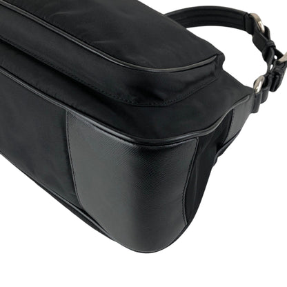 PRADA Tessuto Triangle Logo Shoulder bag Hobobag Black Vintage uxyr4i