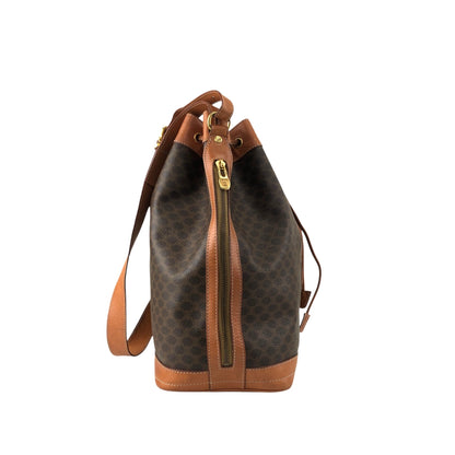 CELINE Macadam Blason Drawstring Shoulder bag Brown Vintage epwjhg