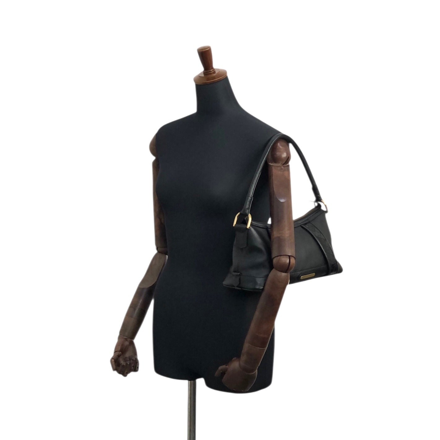 BURBERRY Logo Shoulder bag Black Vintage 7rnpei