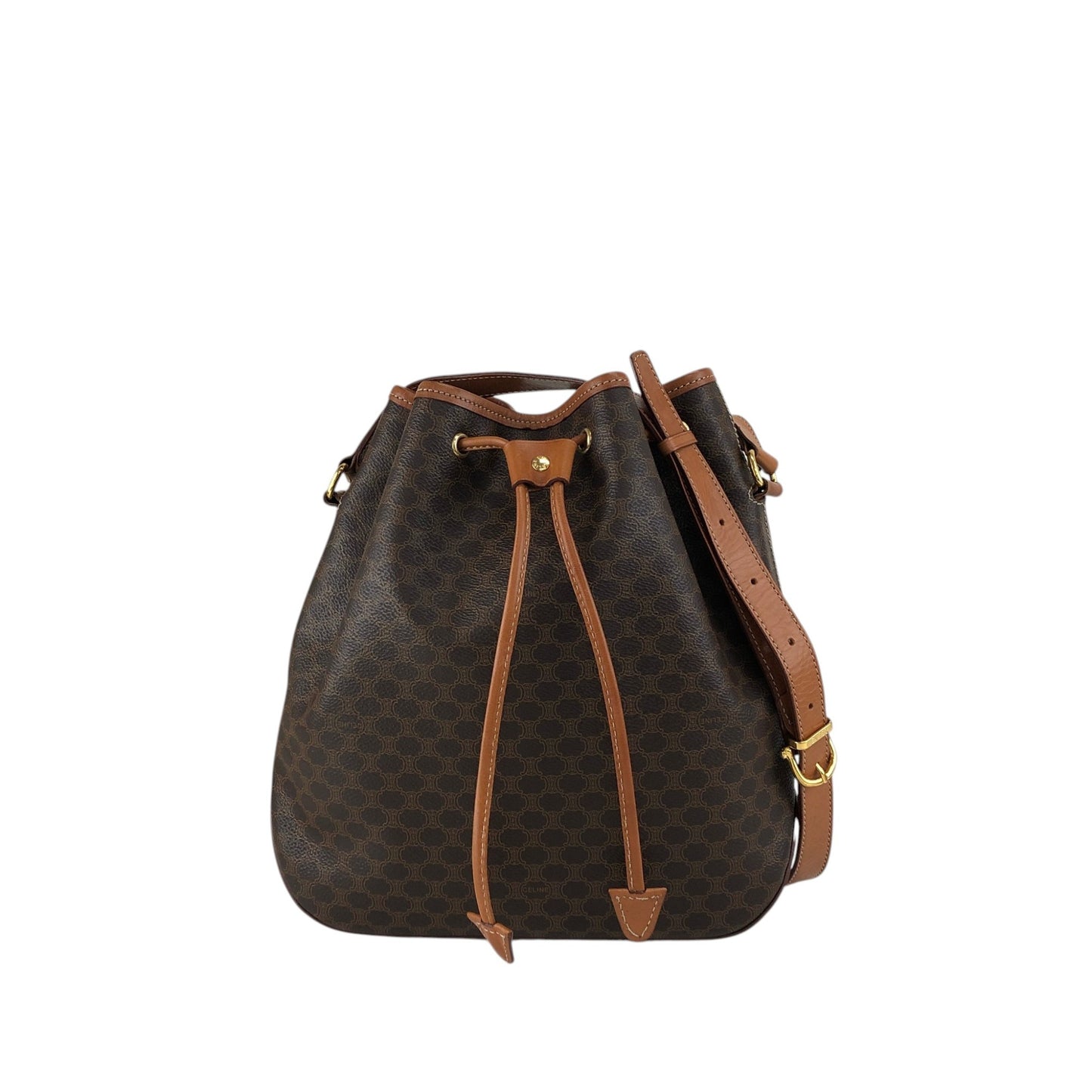 CELINE Macadam Drawstring Shoulder bag Brown Vintage wskrpv