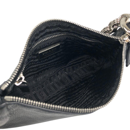 PRADA Triangle Logo Chain Handle Shoulder bag Hobobag Black Vintage zft4vr
