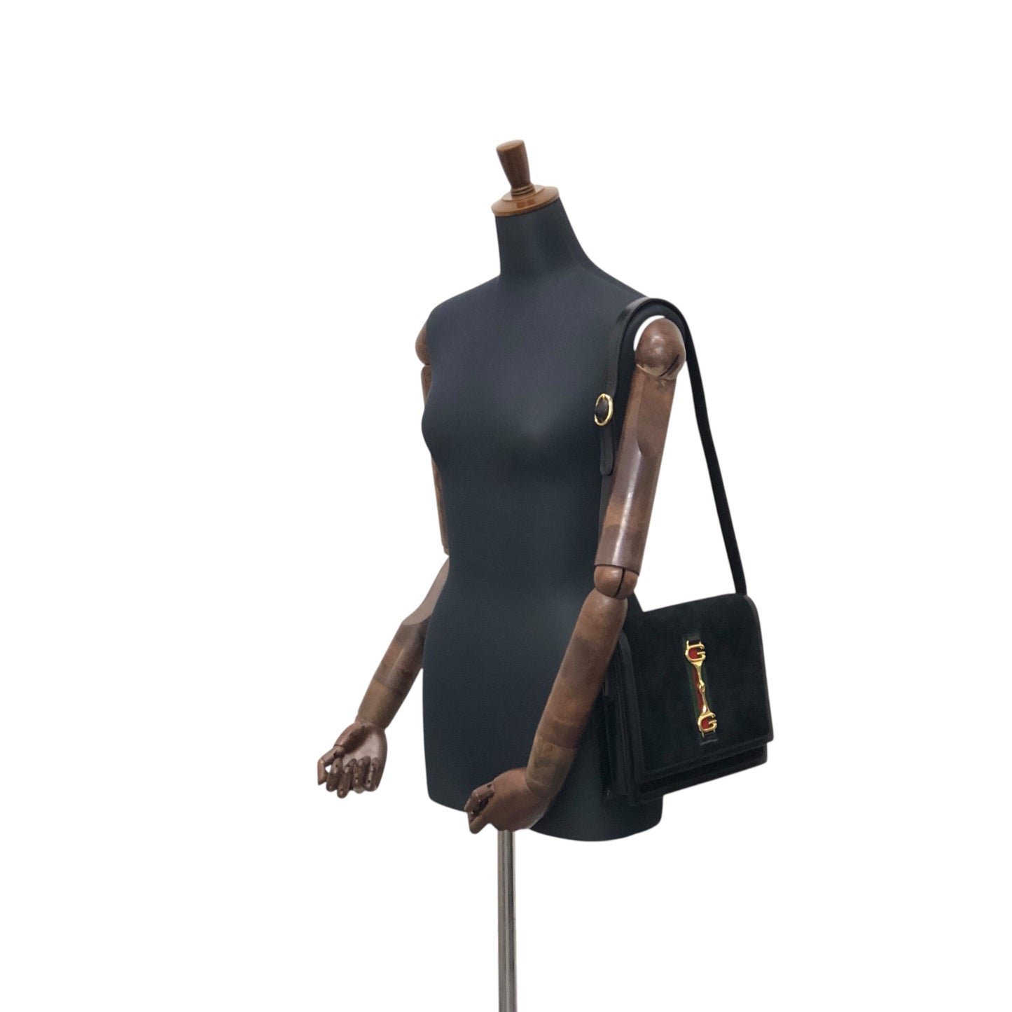 GUCCI Sherry Line Horse Bit Shoulder bag Black Vintage serjt6