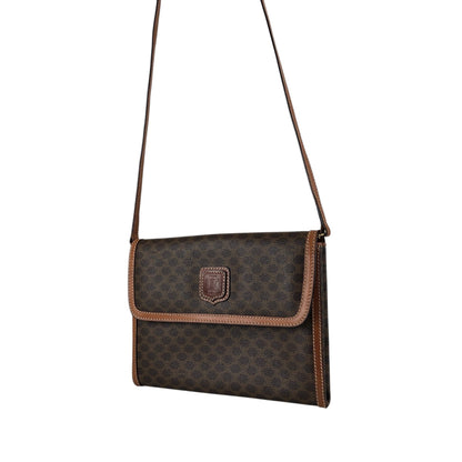 CELINE Macadam Blason Shoulder bag Brown Vintage emwcwc