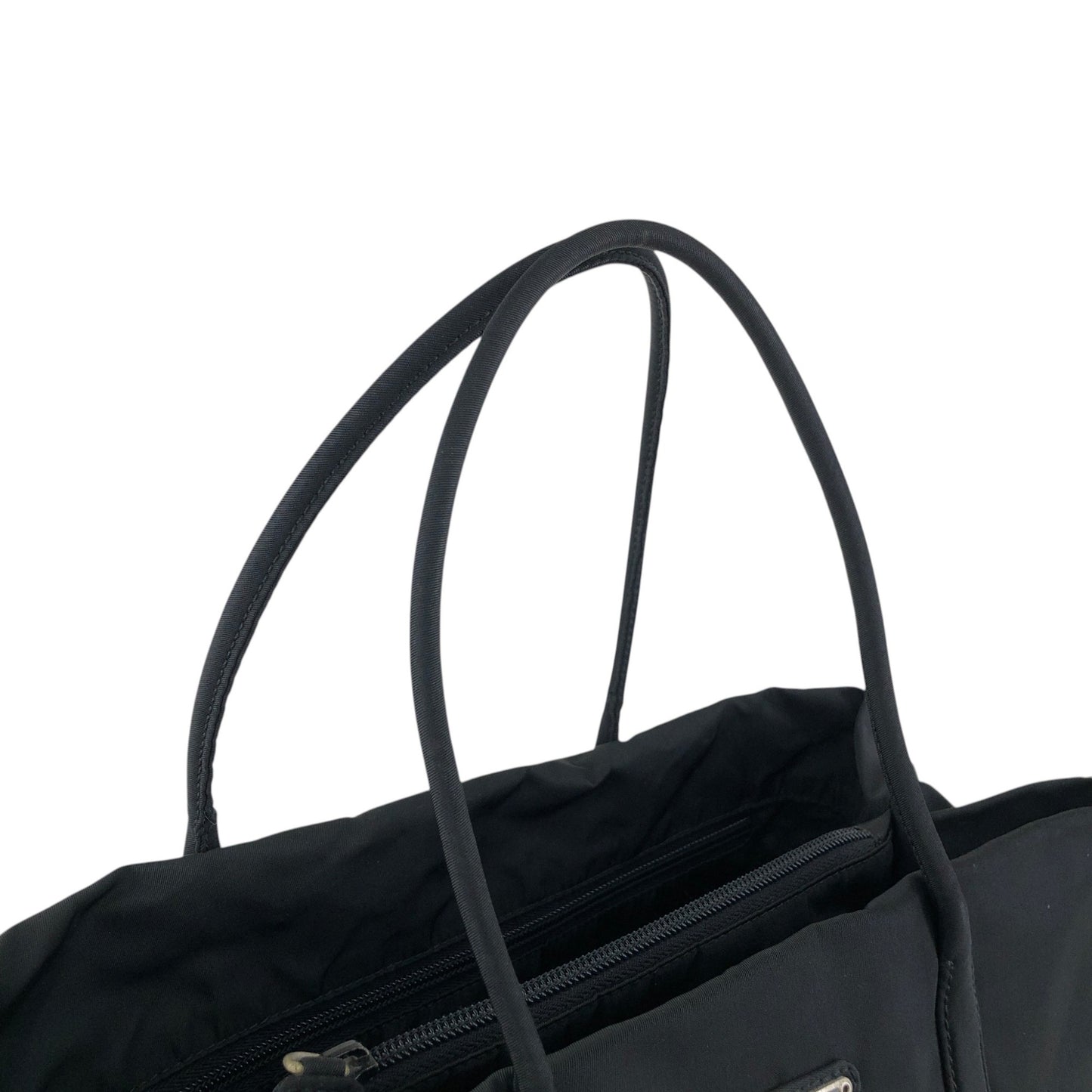 PRADA Tessuto Triangle Logo Handbag Totebag Black Vintage 6skxyh