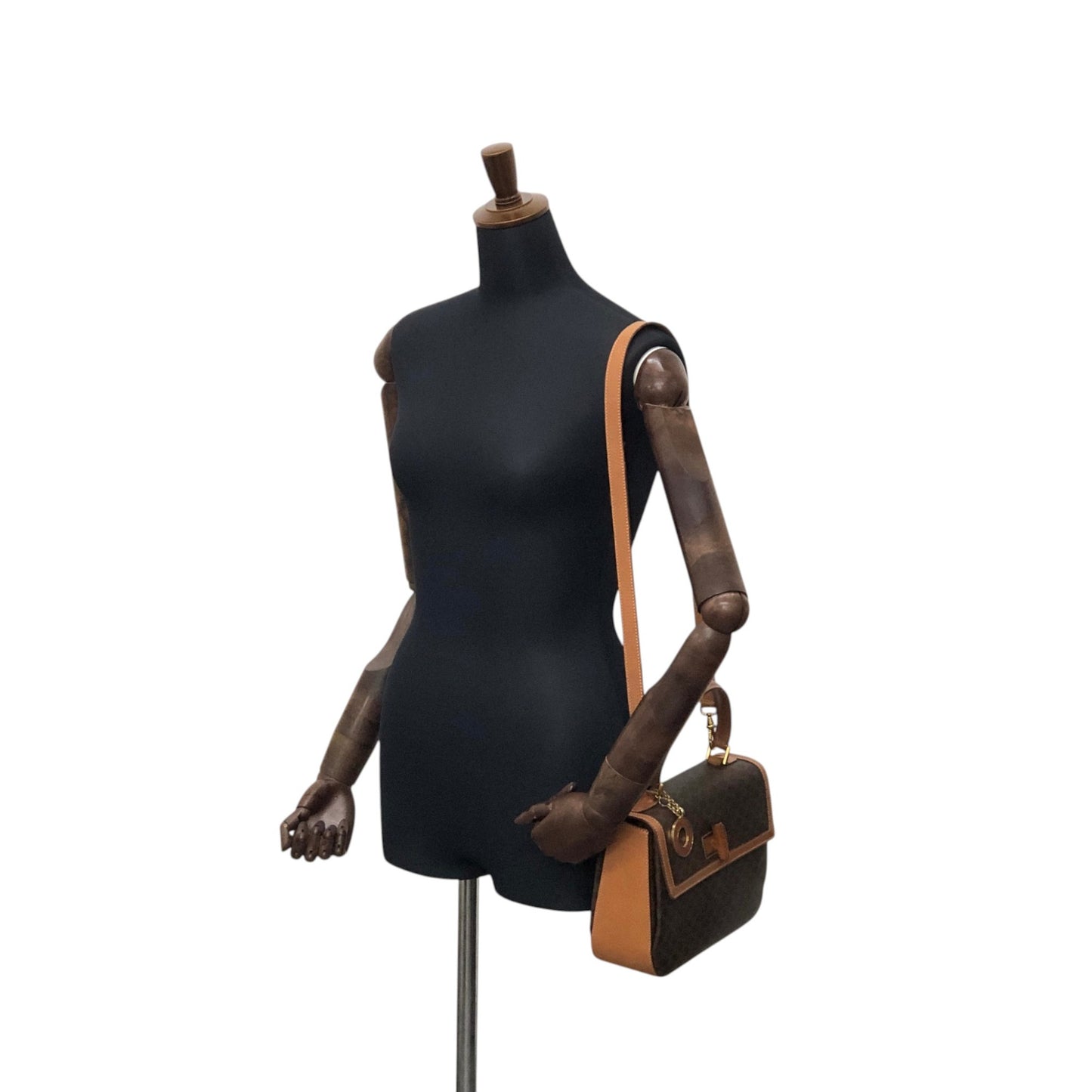 CELINE Macadam Turn Lock Charm Two-way Handbag Shoulder bag Brown Vintage tw3c3x