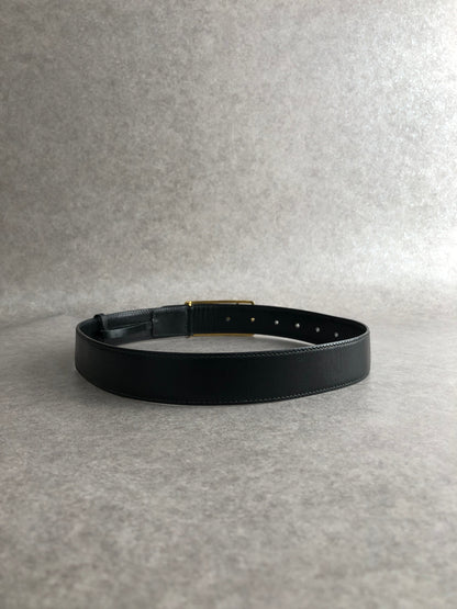 CELINE Horse Carriage Belt Black Vintage 4tryf3