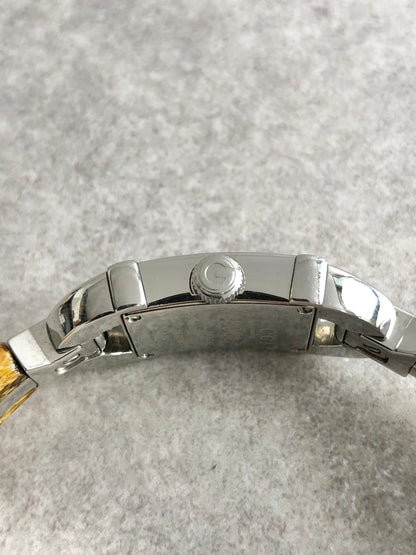 GUCCI Bamboo Quartz Watch Silver×Brown 6800L Vintage 3iryj8