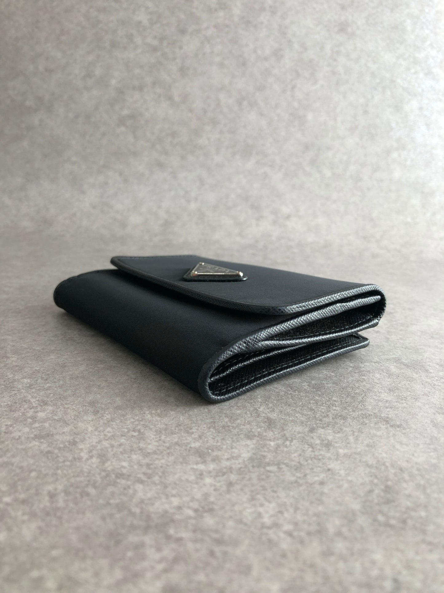 PRADA Tessuto Triangle Logo Folded Wallet Black Vintage bg5sit