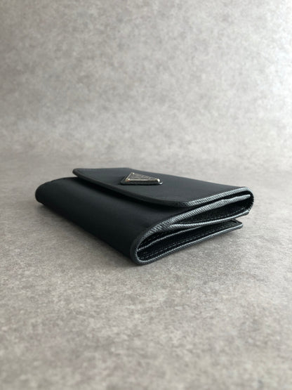 PRADA Tessuto Triangle Logo Folded Wallet Black Vintage bg5sit
