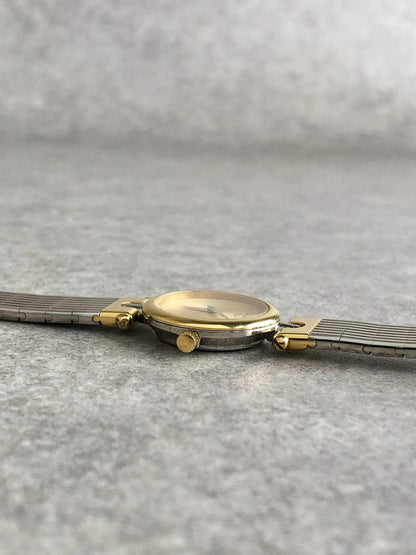 Christian Dior Logo Quartz Watch Silver×Gold 3025 Vintage xexzcz