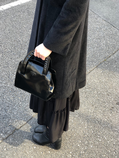 PRADA Logo Small Handbag Black Vintage snjxtd