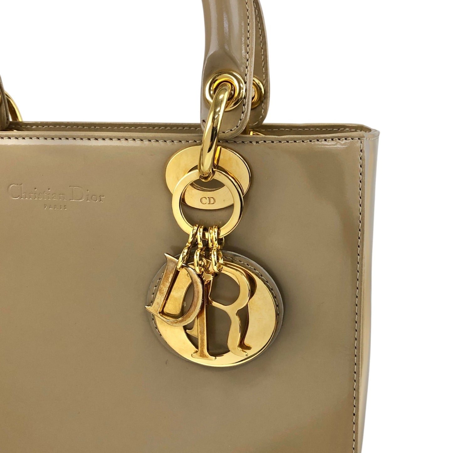 Christian Dior Lady Dior Logo Charm Two-way Handbag Shoulder bag Beige Vintage yj55s3