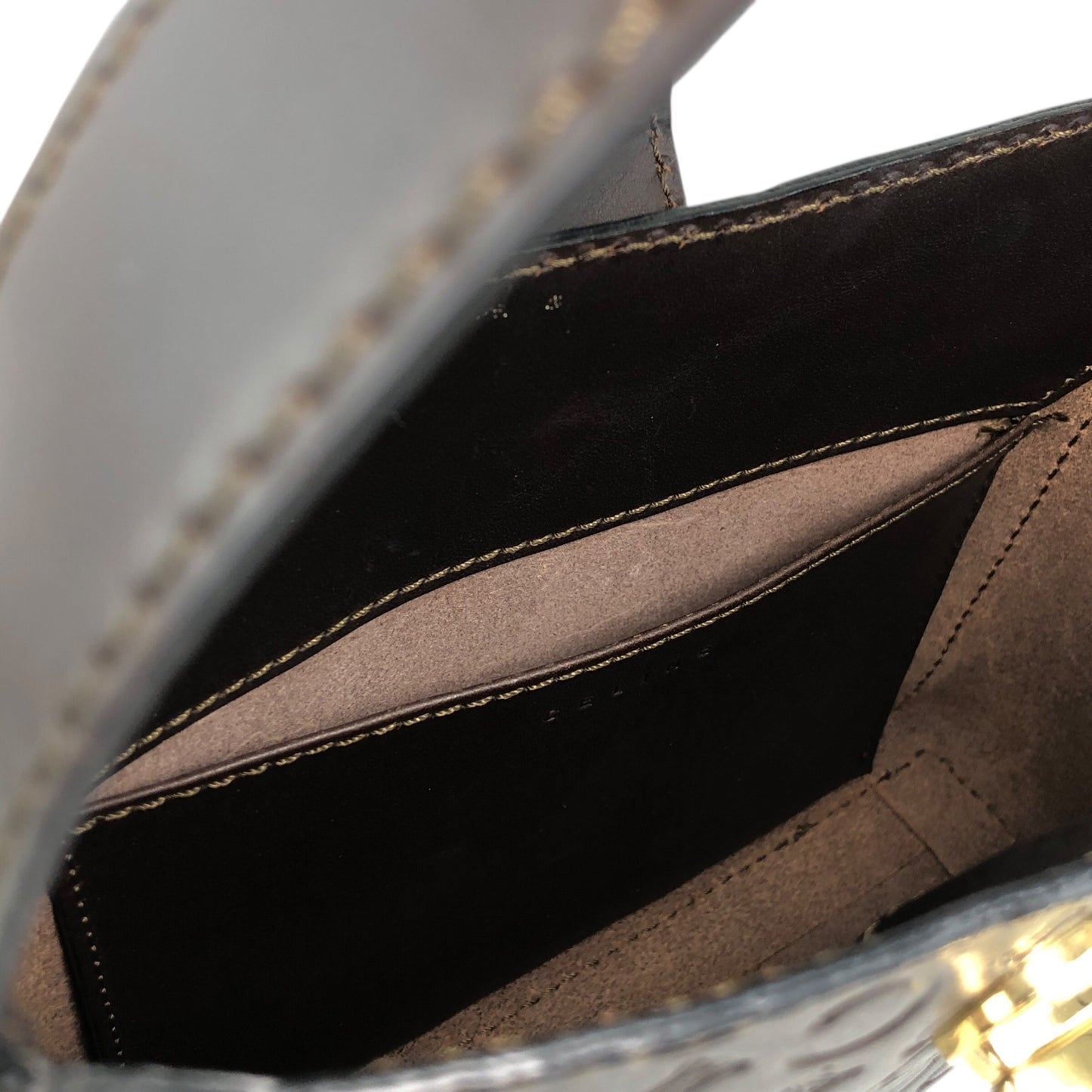 CELINE Turn Lock Small Handbag Brown Vintage 2h8bw4