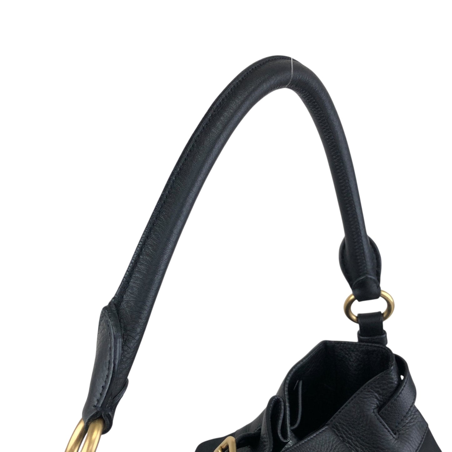 PRADA Logo Front Buckle Shoulder bag Black Vintage rv2srn