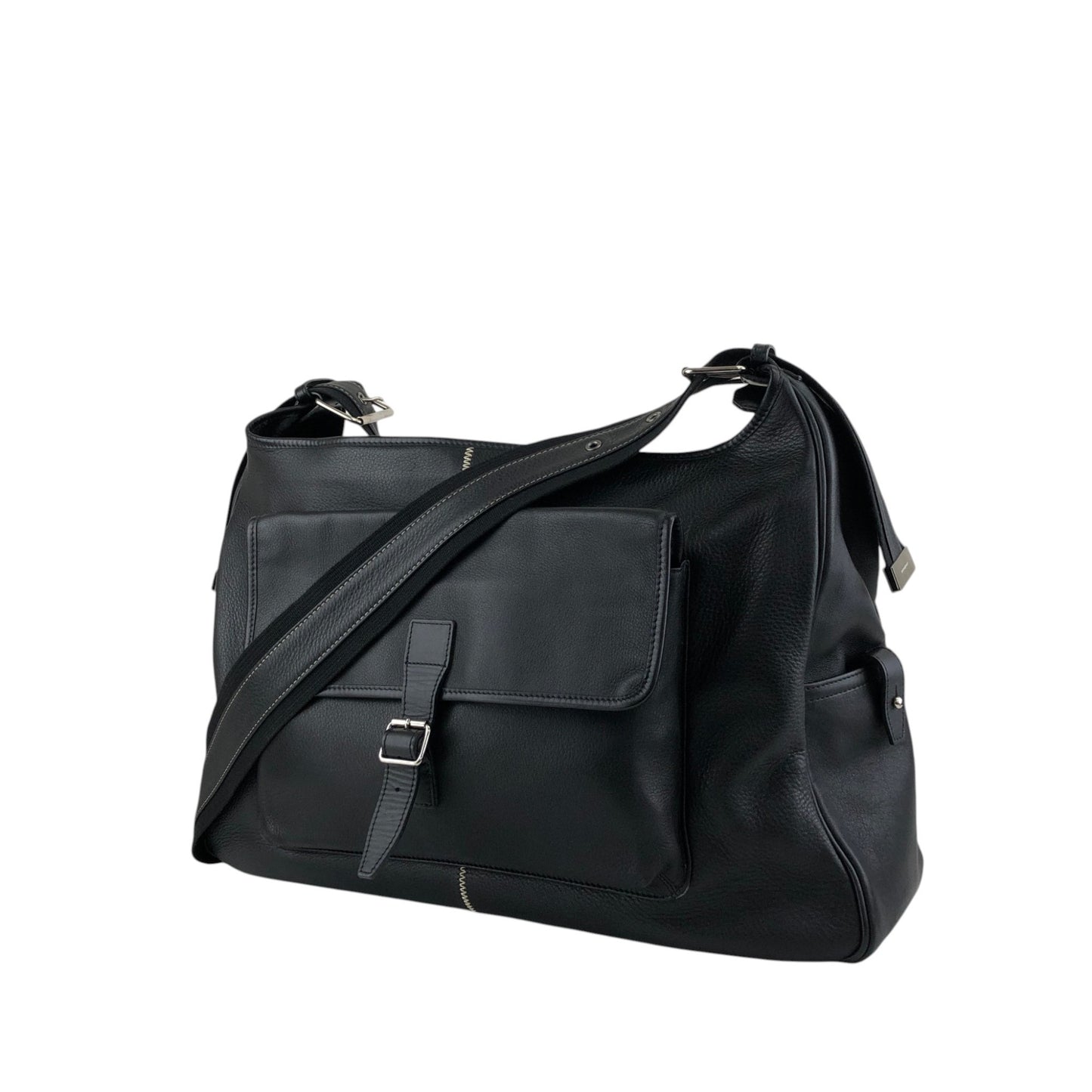 BURBERRY Front Buckle Shoulder bag Black Vintage tpmx3y