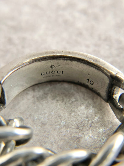 GUCCI Logo Ring Silver Vintage udybab