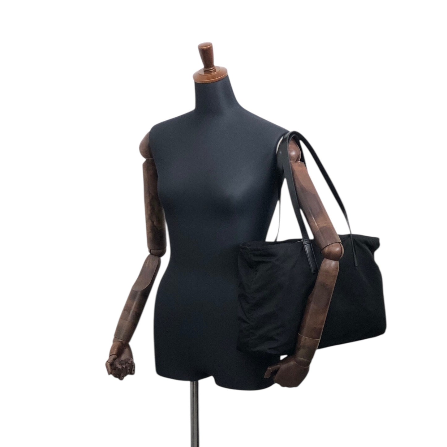 PRADA Tessuto Triangle Logo Totebag Black Vintage weepxg