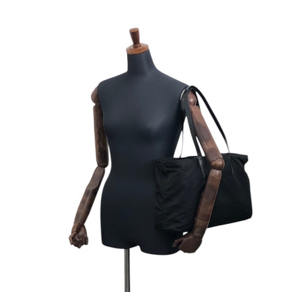 PRADA Tessuto Triangle Logo Totebag Black Vintage weepxg