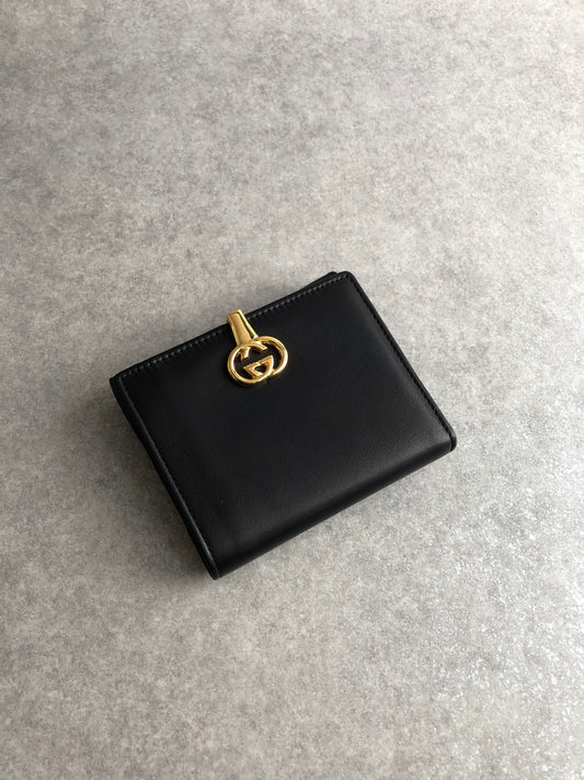 GUCCI GG logo Folded Wallet Black Vintage iy8zet