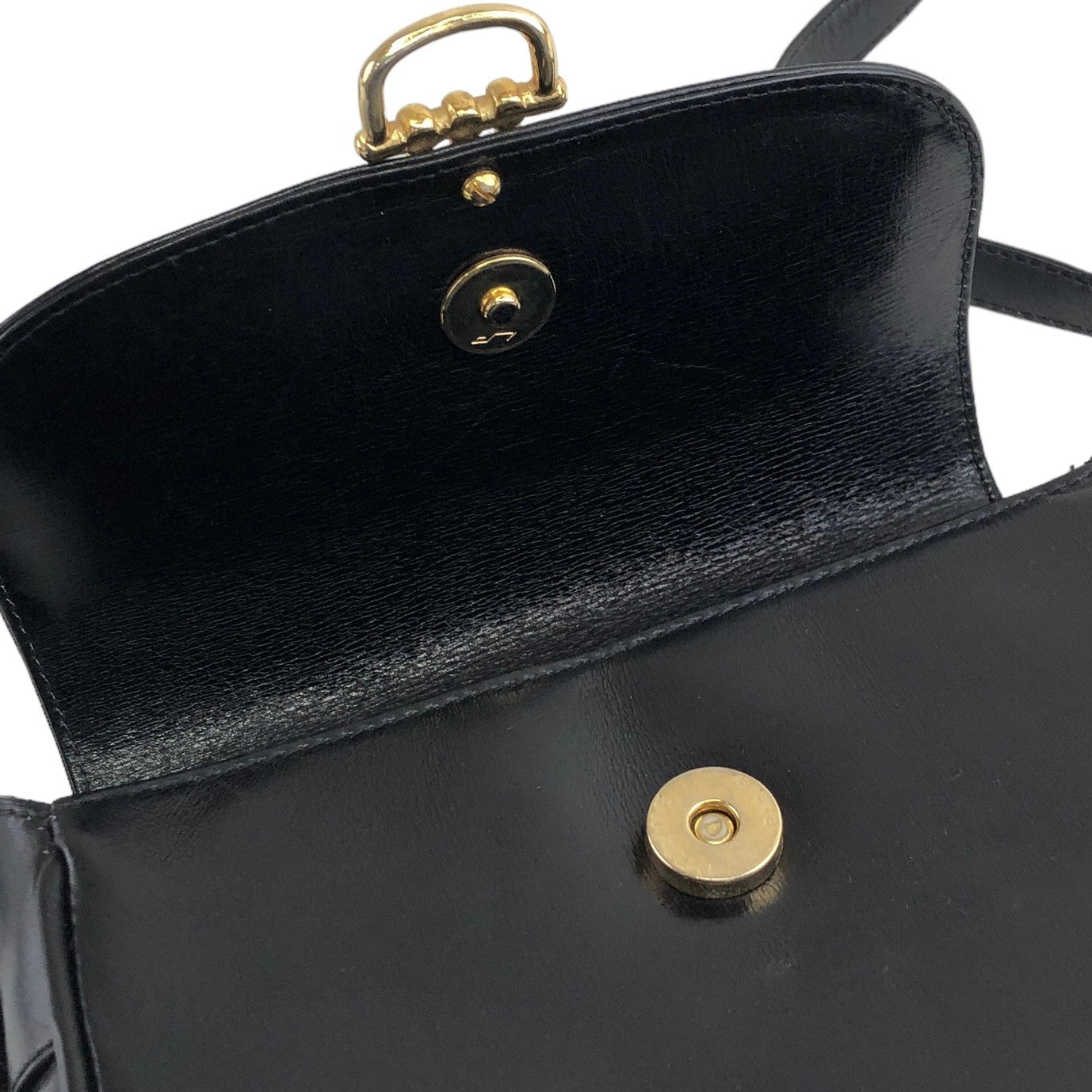 CELINE Horse Bit Shoulder bag Black Vintage essf4n