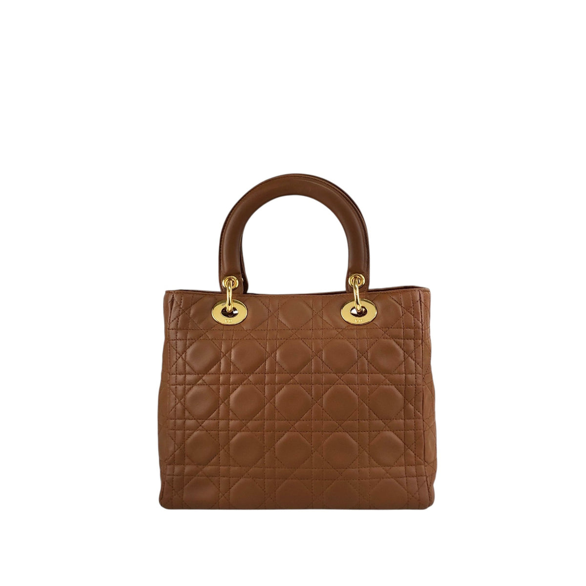 Christian Dior Lady Dior Cannage Logo Charm Two-way Handbag Shoulder bag Brown Vintage 5n4tvr