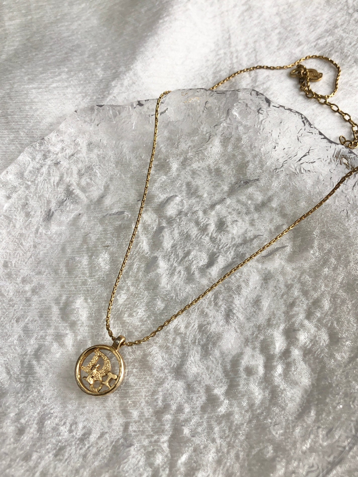 Christian Dior Logo Motif Necklace Gold Vintage fmzag2