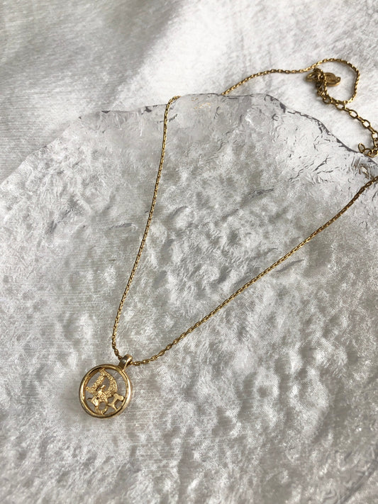 Christian Dior Logo Motif Necklace Gold Vintage fmzag2