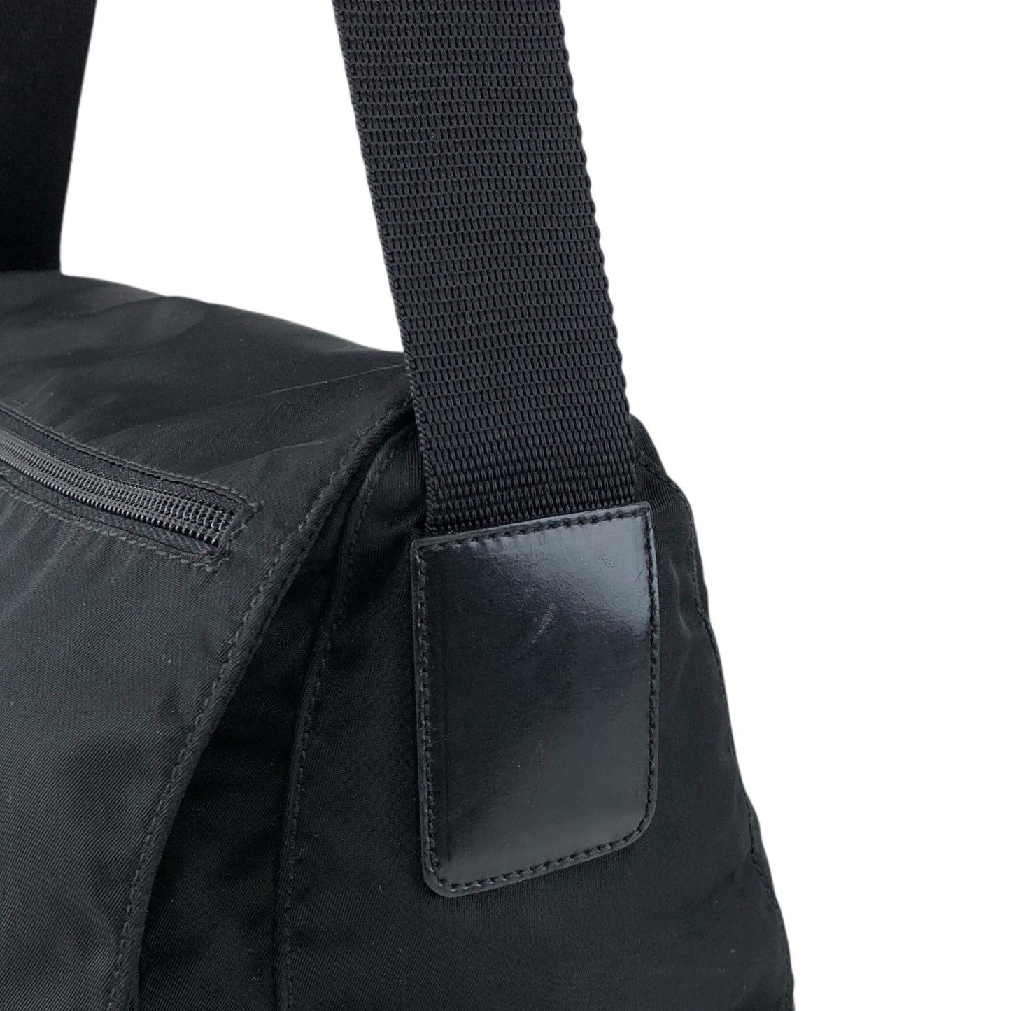 PRADA Tessuto Triangle Logo Shoulder bag Black Vintage wm6a24