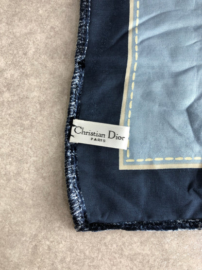 Christian Dior CD Logo Motif SILK×Rayon Scarf Blue Vintage bdtfji