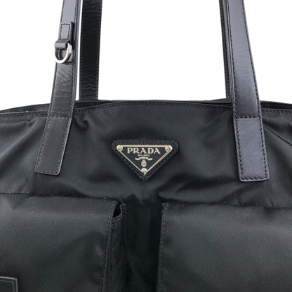 PRADA Tessuto Triangle logo Double Pocket Totebag Black Vintage xrhmgf