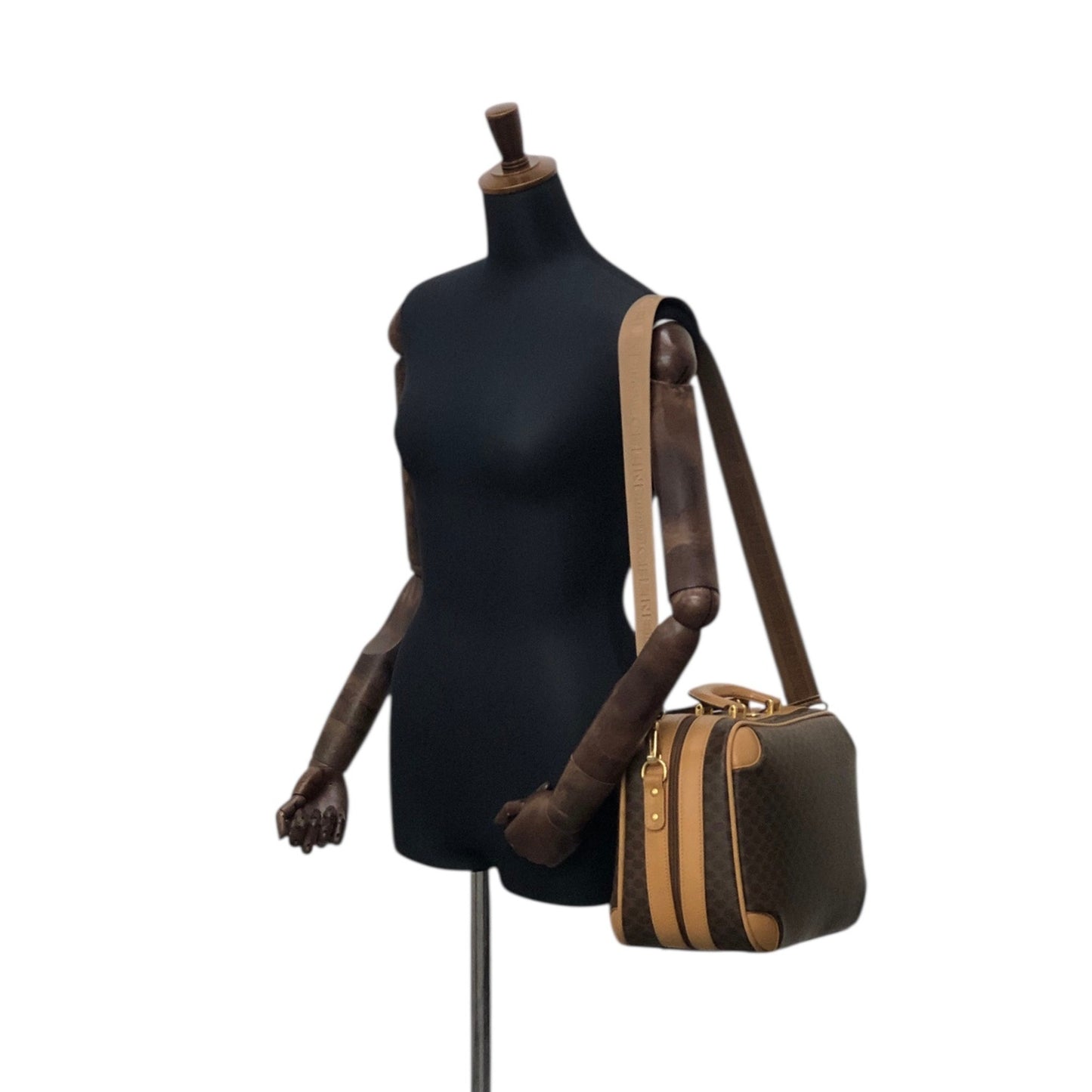 CELINE Macadam Blason Two-way Handbag Shoulder bag Brown Vintage kawj4u