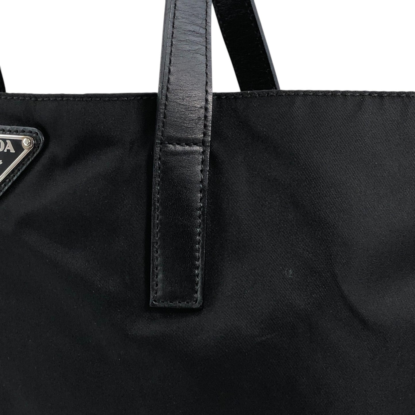 PRADA Tessuto Triangle Logo Handbag Totebag Black Vintage rjuwj5