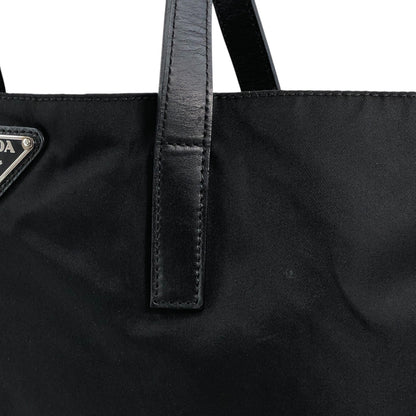 PRADA Tessuto Triangle Logo Handbag Totebag Black Vintage rjuwj5