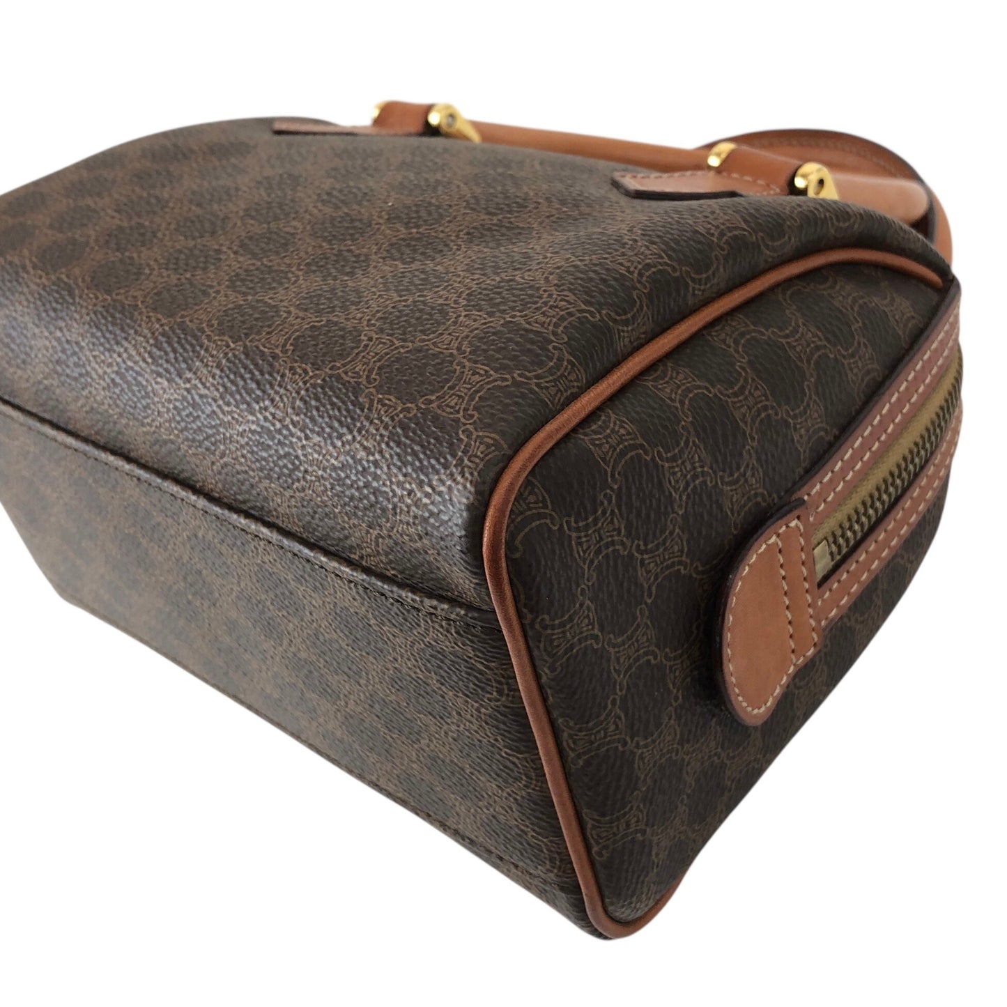 CELINE Macadam Two-way Small Handbag Shoulder bag Brown Vintage 6ryc2n