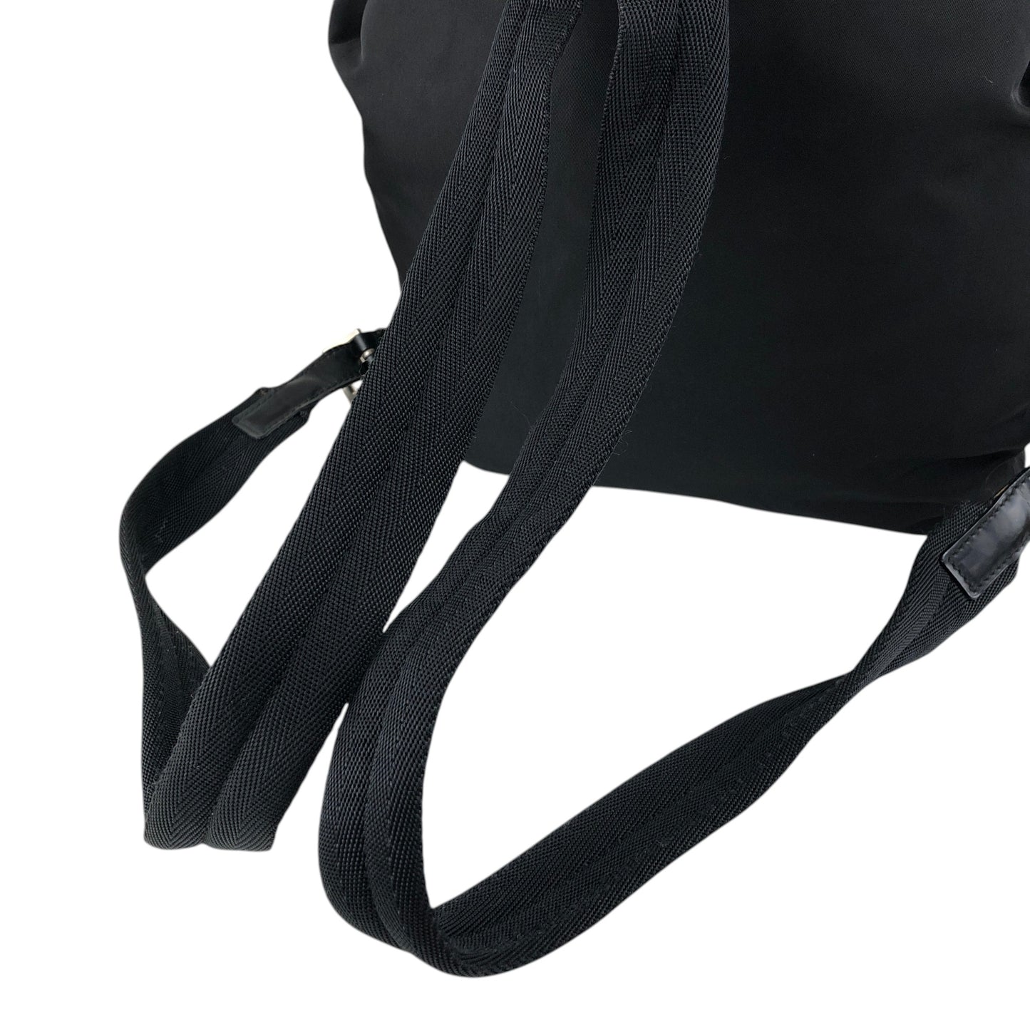 PRADA Tessuto Triangle Logo Front Buckle Backpack Black Vintage vwh35w