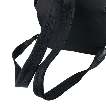 PRADA Tessuto Triangle Logo Front Buckle Backpack Black Vintage vwh35w
