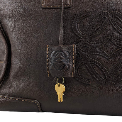 LOEWE Amazona Anagram Small Boston bag Handbag Brown Vintage kfcz5t