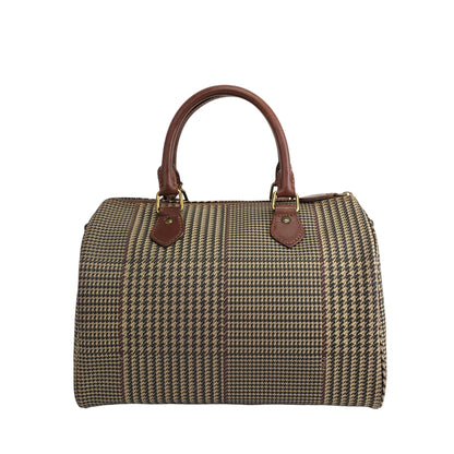 RALPH LAUREN Glen Check Handbag Boston bag Brown Vintage mgcf5g