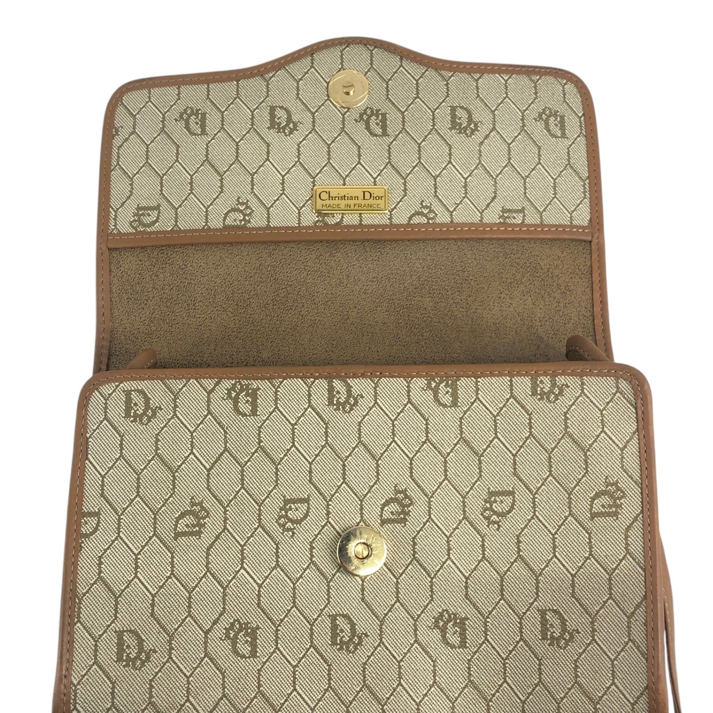 Christian Dior Honeycomb Pattern Shoulder bag Beige Vintage j4tc6b