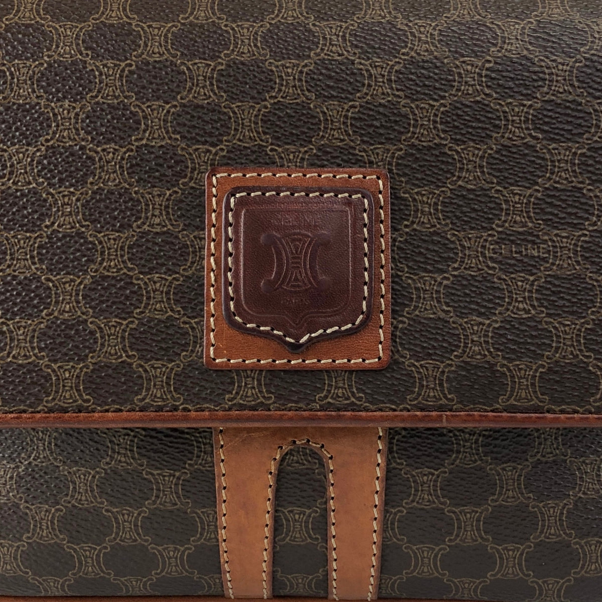 CELINE Macadam Blason Shoulder bag Brown Vintage z55y7s