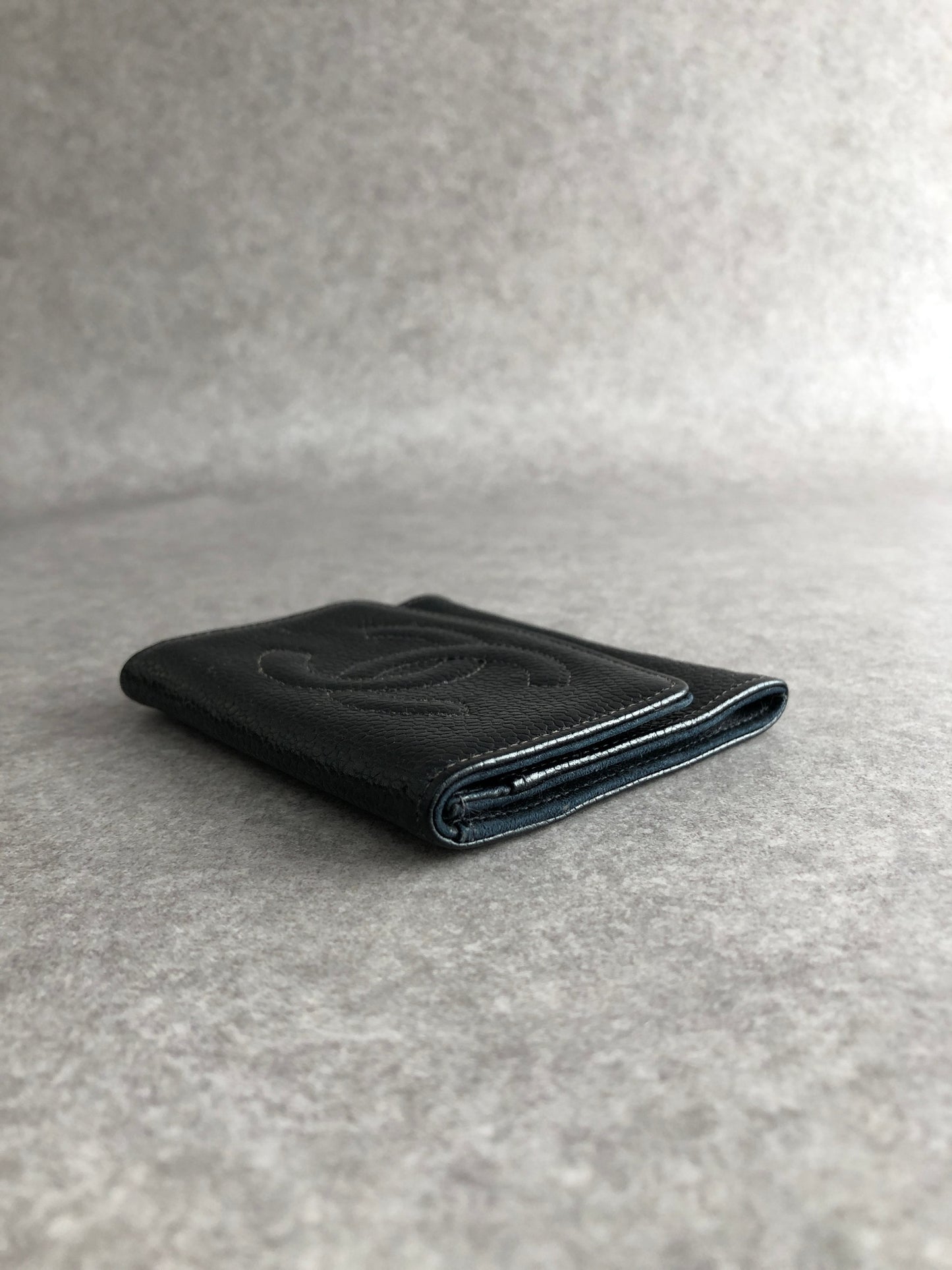 CHANEL Coco Mark Coin Purse Black Vintage 5byxkp