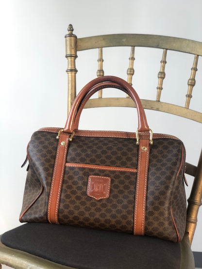 CELINE Macadam Blason Handbag Boston bag Brown Vintage w8k28k