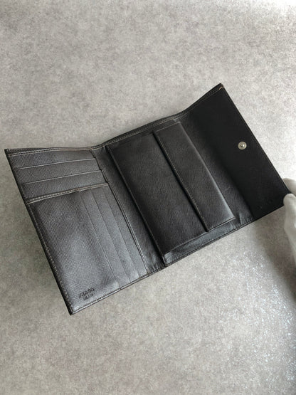 PRADA Tessuto Triangle Logo Trifold Wallet Black M510 Vintage icewt8