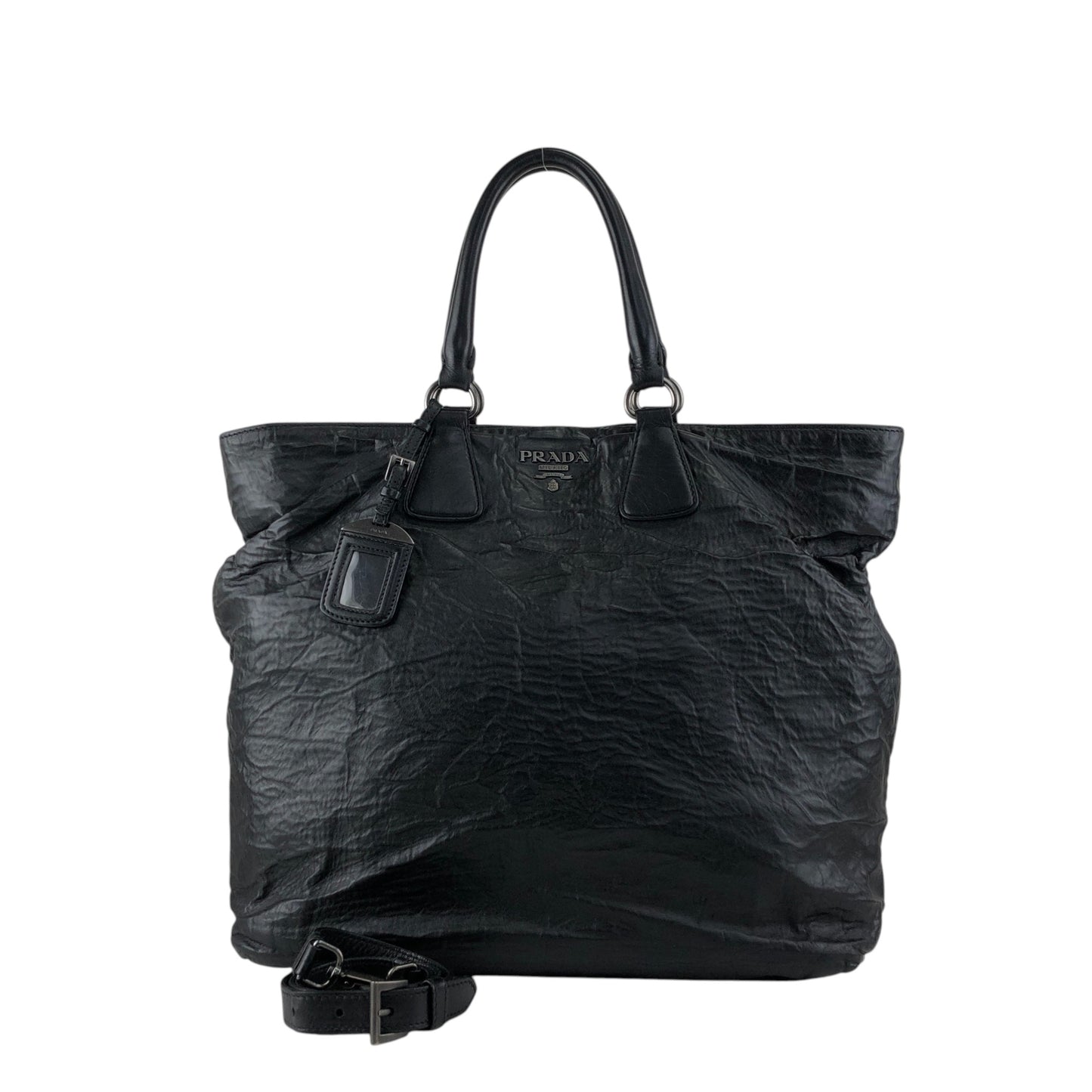 PRADA Logo Two-way Handbag Shoulder bag Black Vintage ctcsm5