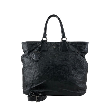 PRADA Logo Two-way Handbag Shoulder bag Black Vintage ctcsm5