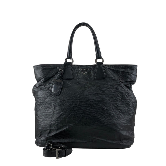 PRADA Logo Two-way Handbag Shoulder bag Black Vintage ctcsm5