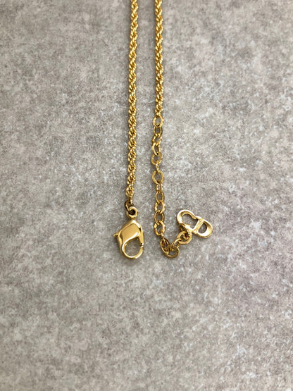 Christian Dior Emblem Rhinestone Necklace Gold Vintage vcjfee