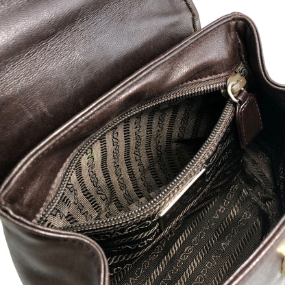 PRADA Logo Embossed Small Handbag Brown Vintage 5zhkhc